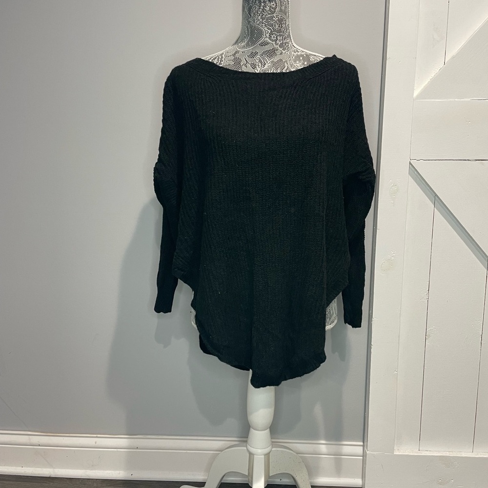 Express Black Crew Neck Sweater with Relaxed Fit